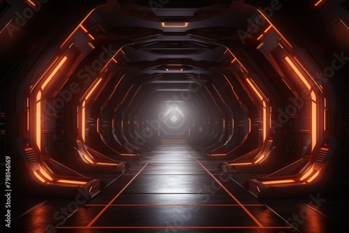 a tunnel with orange lights
