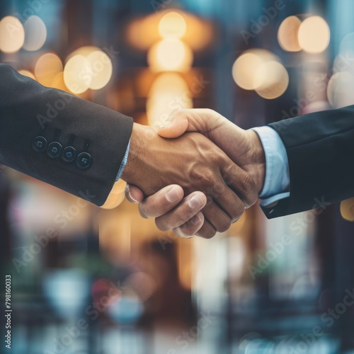 Businessmen making handshake with partner business joint venture concept.