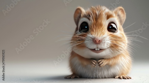 Cute chipmunk cartoon 3d on the right side with blank space for text