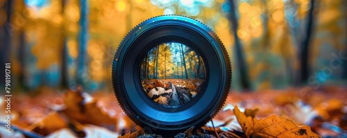 camera lens highlighting the vibrant, verdant beauty of a forest, reveling in the art of photography.