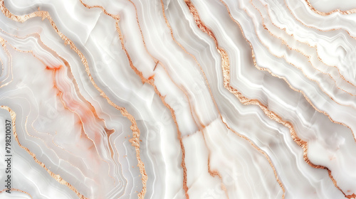 Pearl white marble stone with rose gold vein. A pristine alabaster-textured geode wallpaper background
