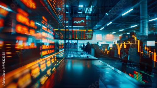 A financial trading floor where AI algorithms analyze market data in real-time, assisting traders in making split-second decisions for optimal investment strategies.