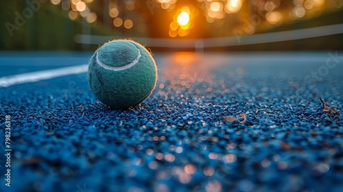 Tennis Ball on Tennis Court. Generative AI