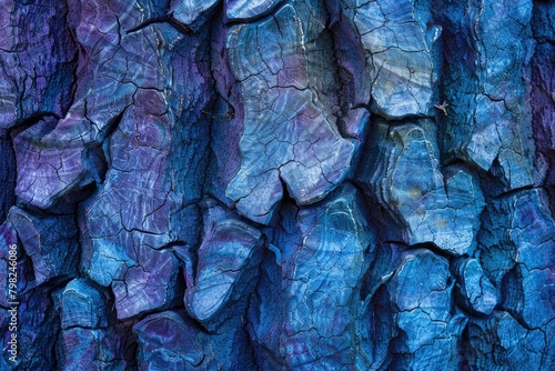 Blue and Purple Tree Bark Abstract Texture Closeup