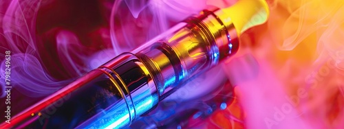 electronic cigarette in colorful smoke. selective focus