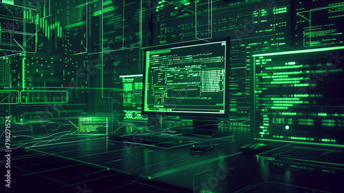  linux terminal, matrix effect, hacker background style