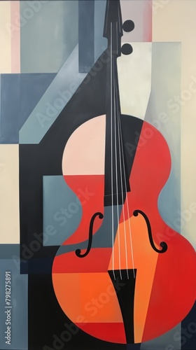 Minimal style jazz music painting guitar cello.