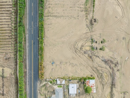 Silt buildup and clearing of it from the Cyclone Gabrielle natural disaster. Pohokura-Bay View, Napier, Hawke's Bay, New Zealand. February 2023