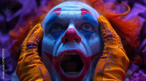 A colorful surrealistic depiction of a clown