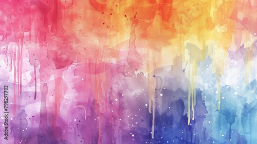 Colorful watercolor drips melding into an artistic rainbow