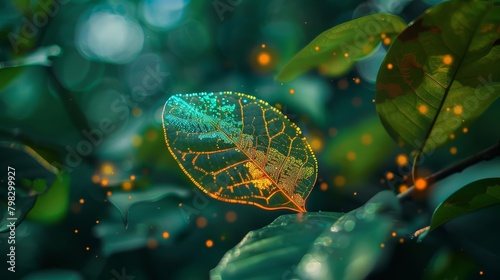 Botanists utilize advanced HUD technology to analyze the photosynthesis process in leaves, displaying chlorophyll activity in vibrant macro details