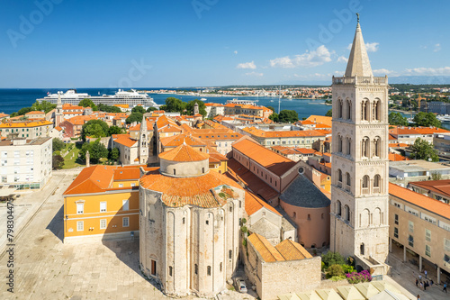 Aerial view of the Zadar town in Dalmatia region of Croatia.