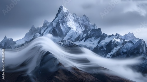 the rugged peaks of snow-capped mountains to the lush valleys below, the HD camera captures the breathtaking grandeur of long exposure landscape photos, with swirling clouds 