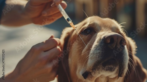 An image of a dog receiving a rabies booster shot, symbolizing the importance of regular vaccinations for pets, in honor of World Rabies Day.