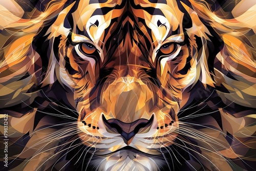 Vector Art: Majestic Wildcat Fusion - Lion and Tiger Stylized Illustration