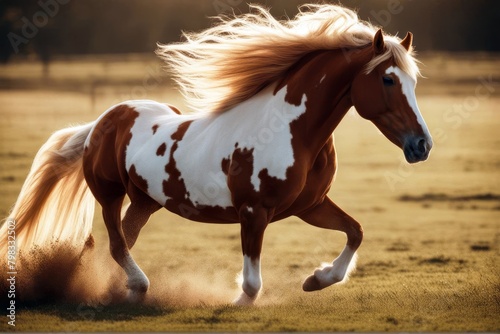 'horse blond mane red long field palomino motion green fast nature beautiful summer background equestrian animal equine farm mammal beauty meadow grass brown spring colours mare bay pasture outside'