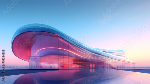 Curved glass curtain wall modern building