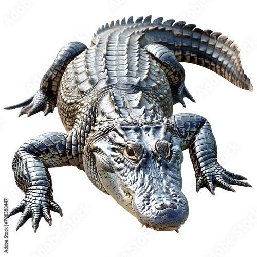 A fierce crocodile isolated on a transparent background, representing dangerous wildlife in its natural habitat.