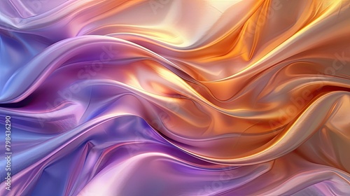 A colorful, flowing piece of fabric with a purple and orange hue