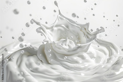 splashing white milk or yogurt creamy liquid with clipping path 3d food illustration 7