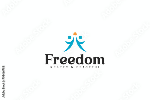 creative freedom people symbol logo vector design template. silhouette peace, respect, people, human iconic logo design vector illustration with modern, minimalist and simple styles