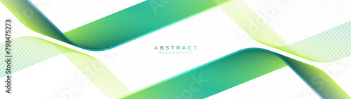 Abstract background with a green geometric curve line. Modern minimal trendy lines pattern horizontal. Vector illustration