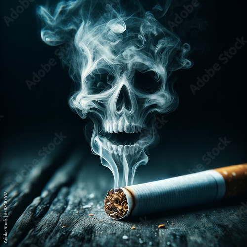 Skull Smoking Cigarette in Fiery Motion