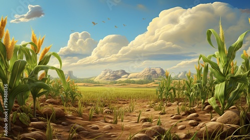 Step into the realm of agriculture with mesmerizing 3D visuals capturing the meticulous process of corn seed sowing in vast fields, each image unfolding a narrative of growth