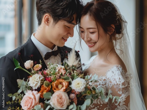 Wedding photos of young couples, Asian