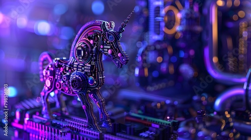 Trojan Horse GPU Integrated in a Zentangle Style Circuit Board Design within a Sleek PC Tower