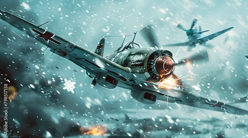 Aerial Dogfight Between BF and Russian Plane HighSpeed Combat in Winter War Aesthetics