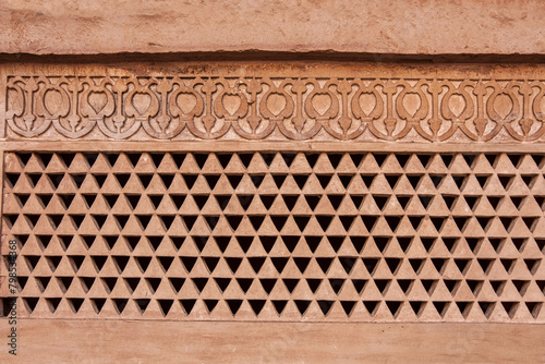 Stone curving in geometric Design form at Gwalior Fort