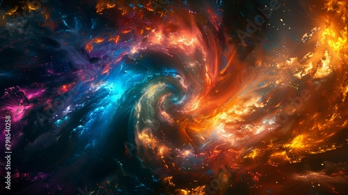 A swirling vortex of vibrant colors exploding outwards, morphing into fantastical creatures and landscapes. 
