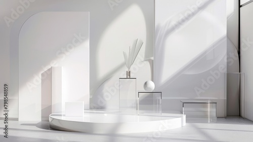 Architectural Simplicity Minimalist Design with Natural Light and Acrylic Podium