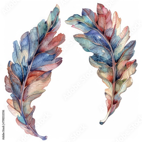 Watercolor illustration of a pair of leaf motif ear cuffs delicate and nature-inspired