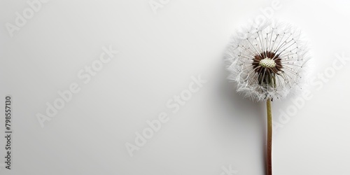 dandelion on a white background, condolence, grieving card, loss, funerals, support, Generative AI