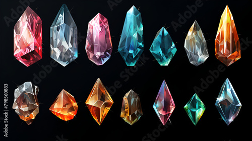 a collection of different type diamond in different colors and looking wow with dark and black background