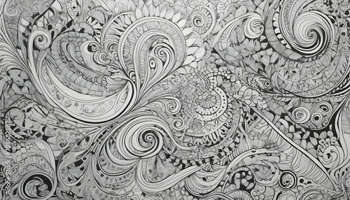 Intricate Black And White Zentangle Pattern With A Upscaled 4