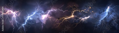 A beautiful abstract background with lightning and thunder, dark blue and purple colors