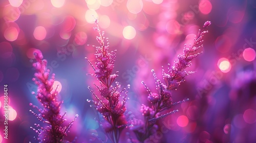  A tight shot of a bouquet of flowers against a softly blurred backdrop of twinkling lights