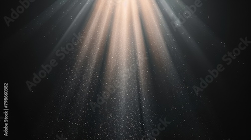  A light penetrates the darkness, illuminating a room strewn with stars and emanating light from above via the ceiling