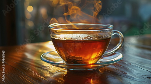 closeup of natural healthy steaming tea