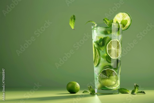 A glass of limeade with a lime slice on top