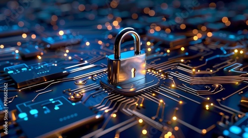 cybersecurity service concept of motherboard and safety authentication network or AI regulation laws with login and connecting.