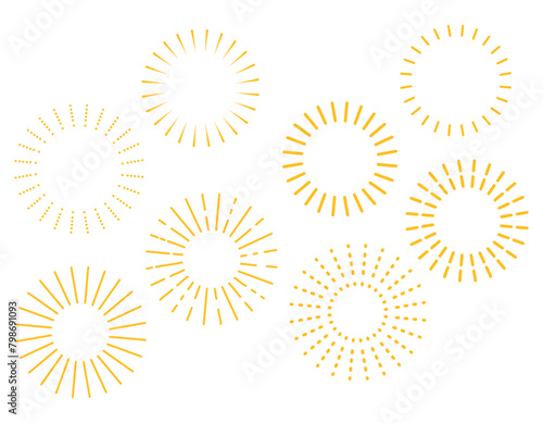 シンプルな集中線のセット 黄色 1
