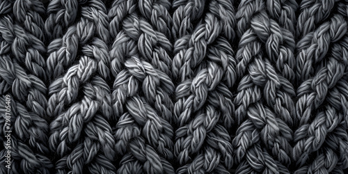 Seamless abstract gray knitted pattern background knitted fabric weaving wool fiber copy space text