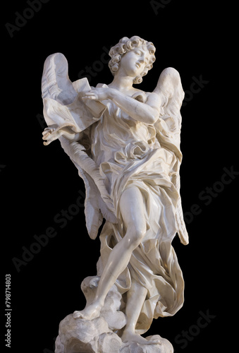 Angel with the Superscription by Bernini in Sant'Andrea delle Fratte (Saint Andrew of the Thickets). Rome, Italy.