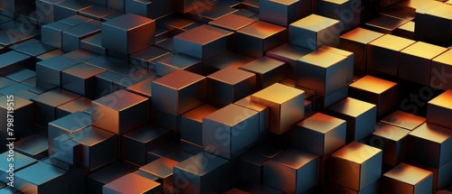 Seamless 3D cube background, digital pattern in metallic colors, modern technology concept with a hint of minimalism,