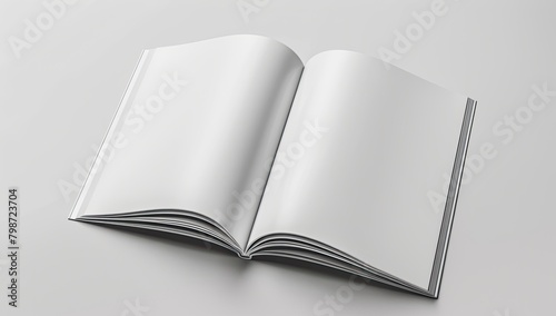 A rectangular book with empty pages in silver font, on a white background