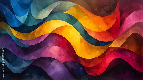 Vibrant abstract waves in a colorful pattern ideal for backgrounds and artistic designs. 